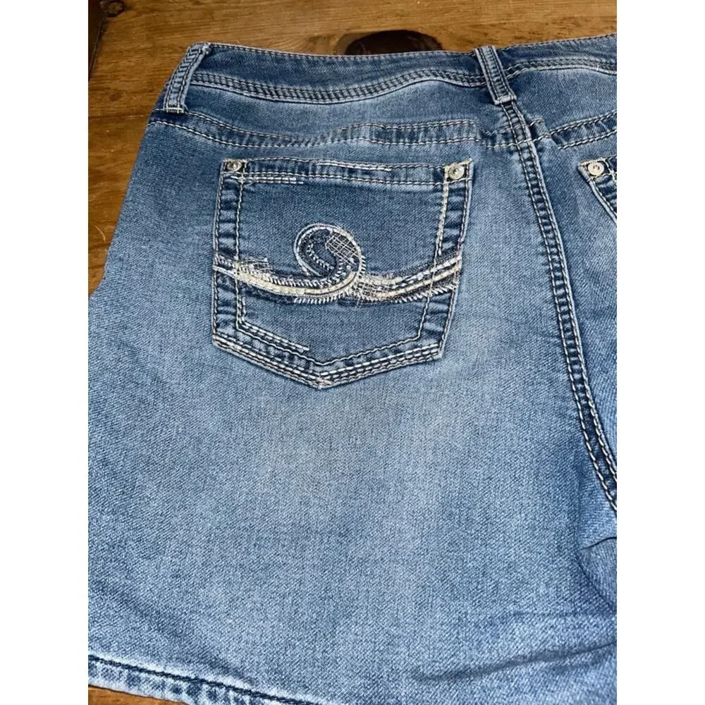 Seven7 Denim Shorts Women Size 12 Mid Rise Stretch Jean Shorts Casual